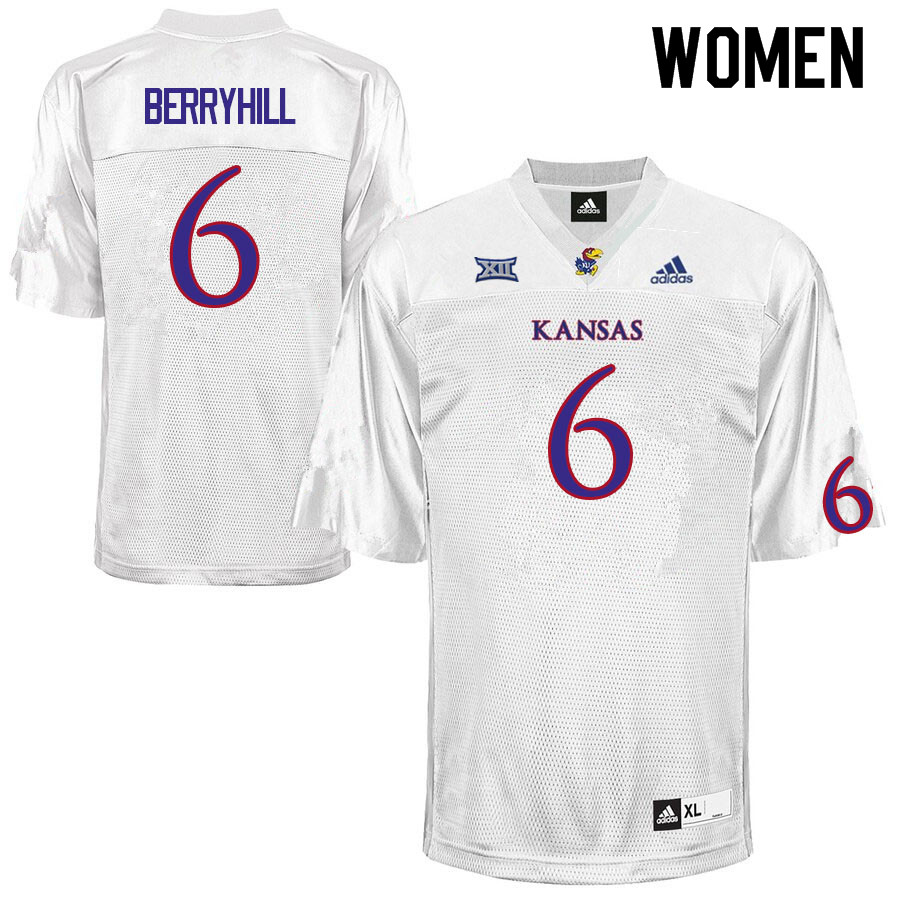 Women #6 Taiwan Berryhill Kansas Jayhawks College Football Jerseys Sale-White - Click Image to Close